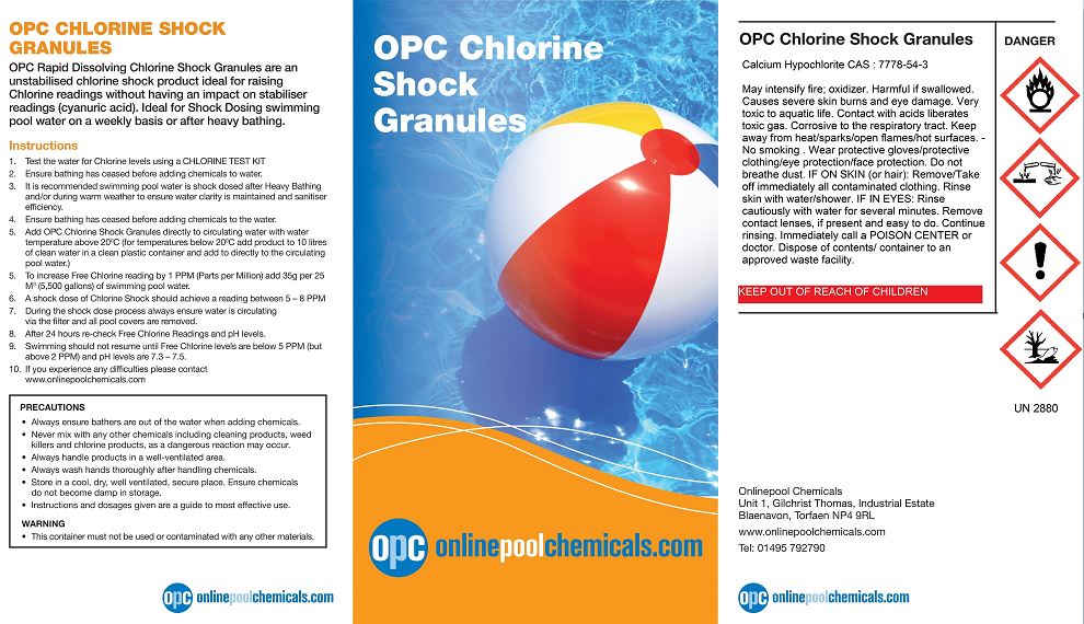 Chlorine Shock Granules for use in Swimming Pools, Spas and Hot Tubs 1Kg